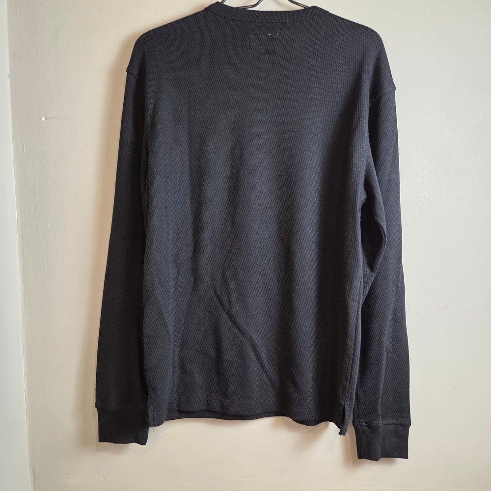 Goodfellow & Co Black Waffle Knit Thermal Long Sleeve Crew Neck Shirt S NWT - Picture 3 of 6